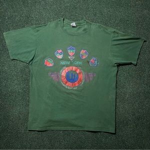 Vintage 90s New York Boroughs Tourist Collegiate Green T Shirt Size XL 24X30
